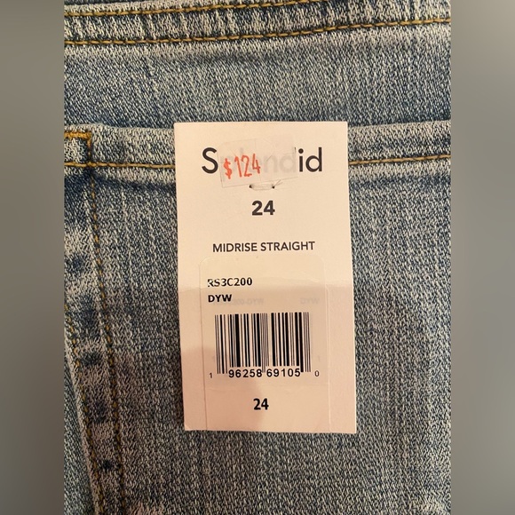 NWT Splendid Midrise Straight Blue Jeans Size 24 Inseam 31” - Picture 10 of 11